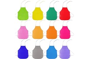 NANASO Children's Artists Fabric Aprons,12 Colors Kids Artist Aprons,Non Woven Artist Apron For Kid,Children Painting Aprons,Kids Art Smocks for Classroom,Kitchen,Community Event,Crafts&Art Painting Activity