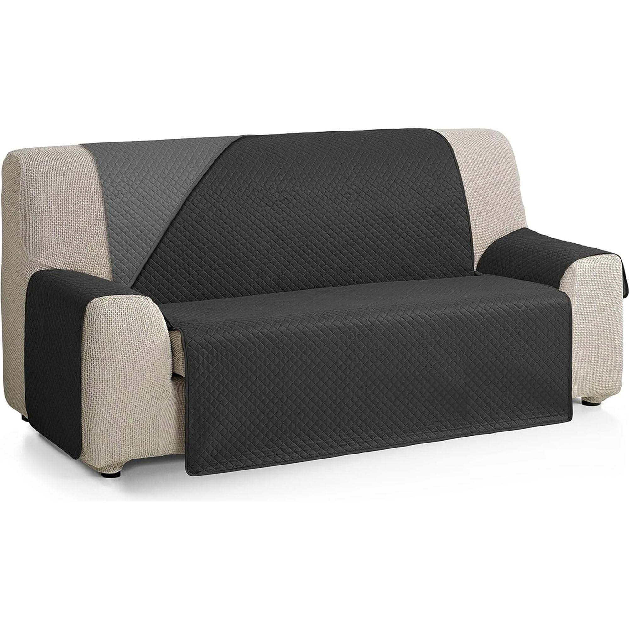 ECOMMERC3 | Reversible Sofa Cover for 2 Seater XL Sofa - Extra Soft Touch and Maximum Coupling Sofa Cover - Anthracite/Black