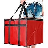 Bodaon Insulated Pizza Delivery Bag, 16" x 16" x 14" Pizza Warmer Bags for Carry Hot, Commercial Delivery Bag, Food Warmers for Parties, Pizza Pack Insulation, Pizza Carrier, Red, 1-Pack