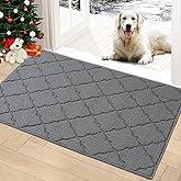 Timo Indoor Doormat, Front Door Mat 20"x32" Absorbent Rubber Backing Non Slip Door Mats, Machine Washable Resist Dirt Low Profile Rugs for Entryway, Front Door Rugs Indoor for Muddy Wet Shoes, Grey