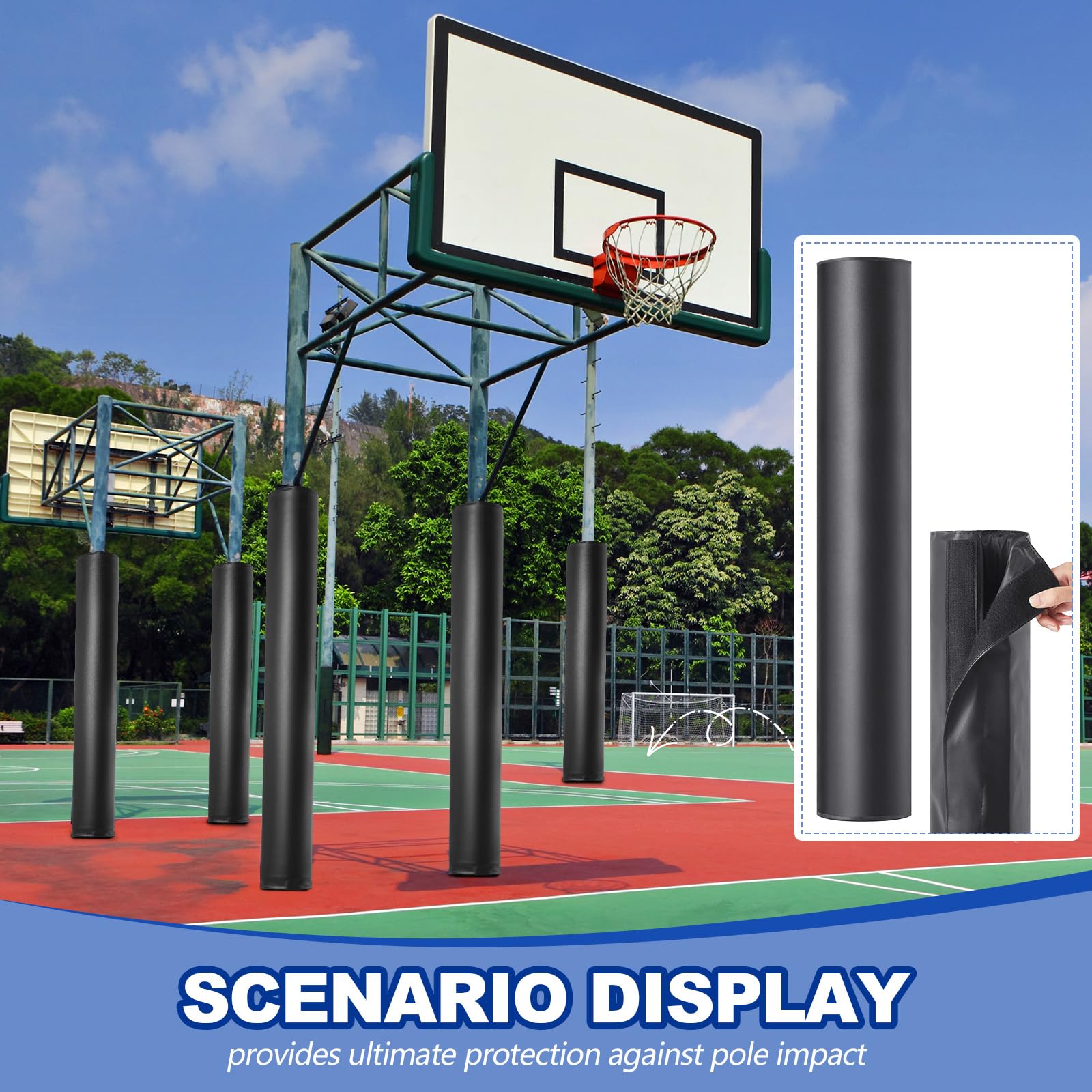 Hollowfly 4" Basketball Pole Pads 47.2" Tall Basketball Pole Paddings