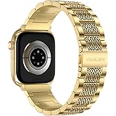 Wearlizer Stainless Steel Band Compatible with Apple Watch Band 49/46/45/44/42/41/40/38mm Men Women, Zigzag Weave Durable Metal Strap for iWatch Series 11 10 9 8 7 6 5 4 3 SE/Ultra 3 2 1