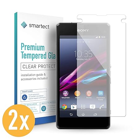 smartect Panzerglas für Sony Xperia Z1 Compact [2 Stück] - Displayschutz mit 9H Härte - Blasenfreie Schutzfolie - Anti Finger