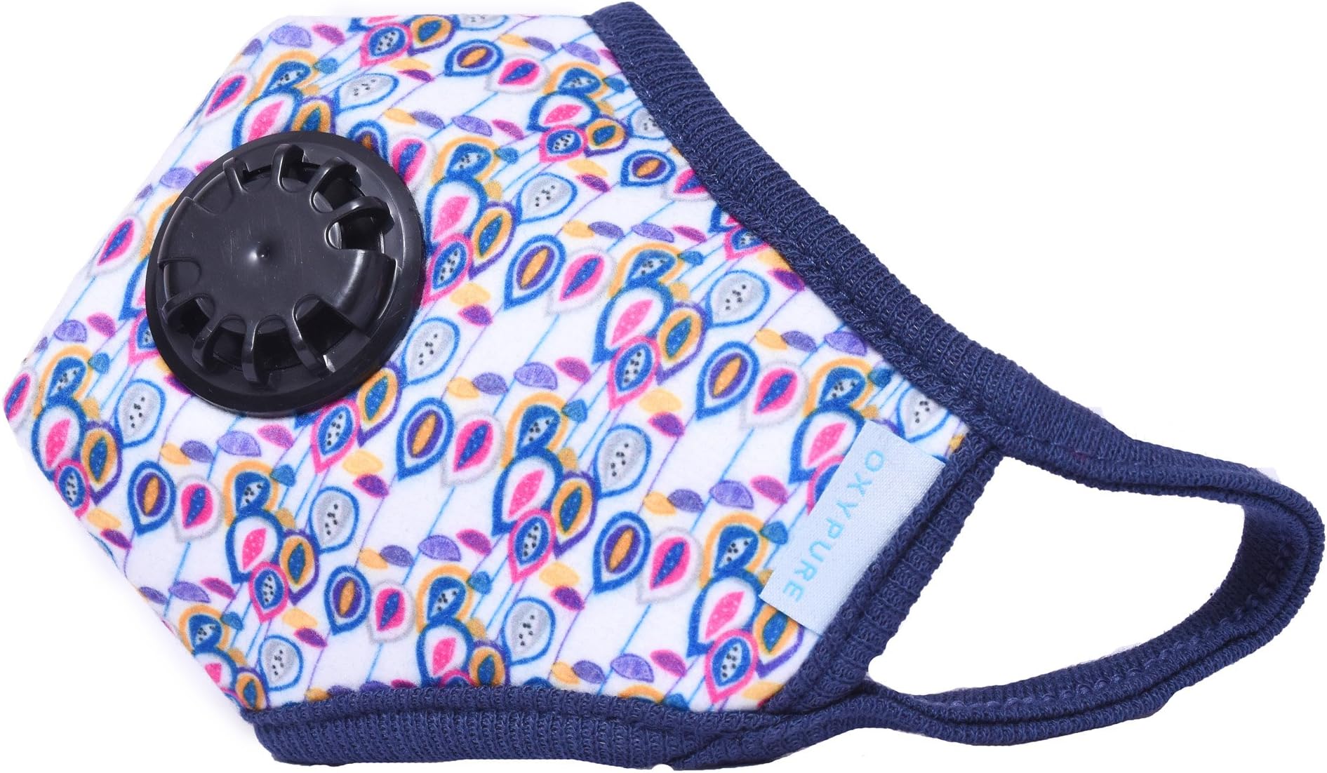 Oxypure N99 Tested Washable Designer Pollution Masks Men/Women/Kids Size (Large-Block Abstract)- Single Valve