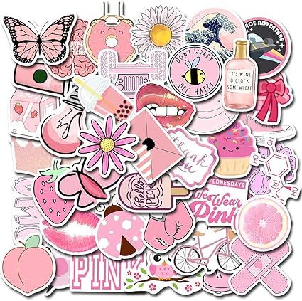 pegatinas kit de pegatinas pegatinas decorativas stickers para coche infantiles portatiles moto funda de viaje 100pcs pink
