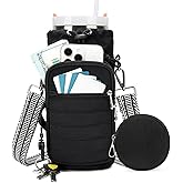 YIQUN Water Bottle Carrier Bag with Strap, Sling Bag for Walking, Hiking, Cycling, Black, 40 Ounces