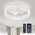LEDIARY Ceiling Fans with Lights, 19.7" Low Profile Ceiling Fan with Light and Remote, Flush Mount Modern Ceiling Fan, LED Ceiling Fans, Stepless Dimmable for Bedroom, Living Room