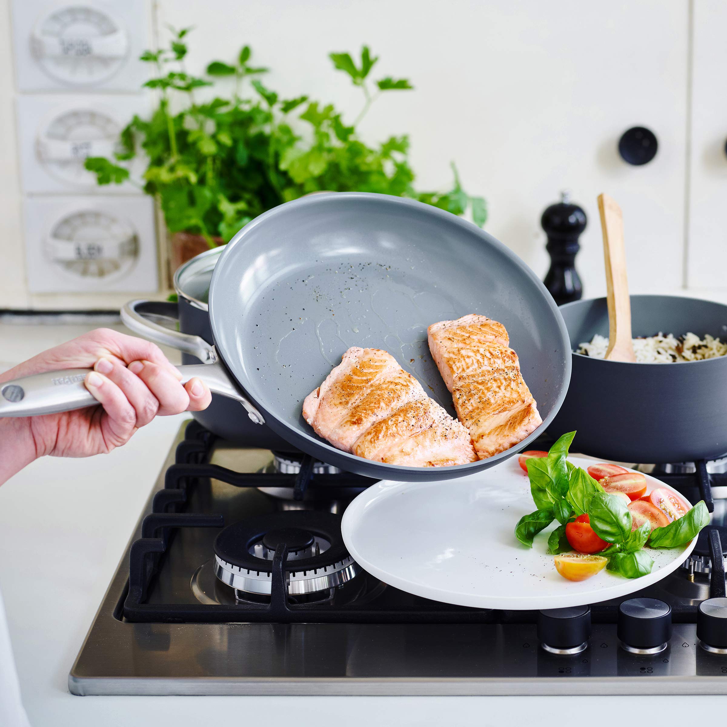 GreenPan Lima Hard Arlo Might Non Stick Ceramic Pan with Helper and delivered.