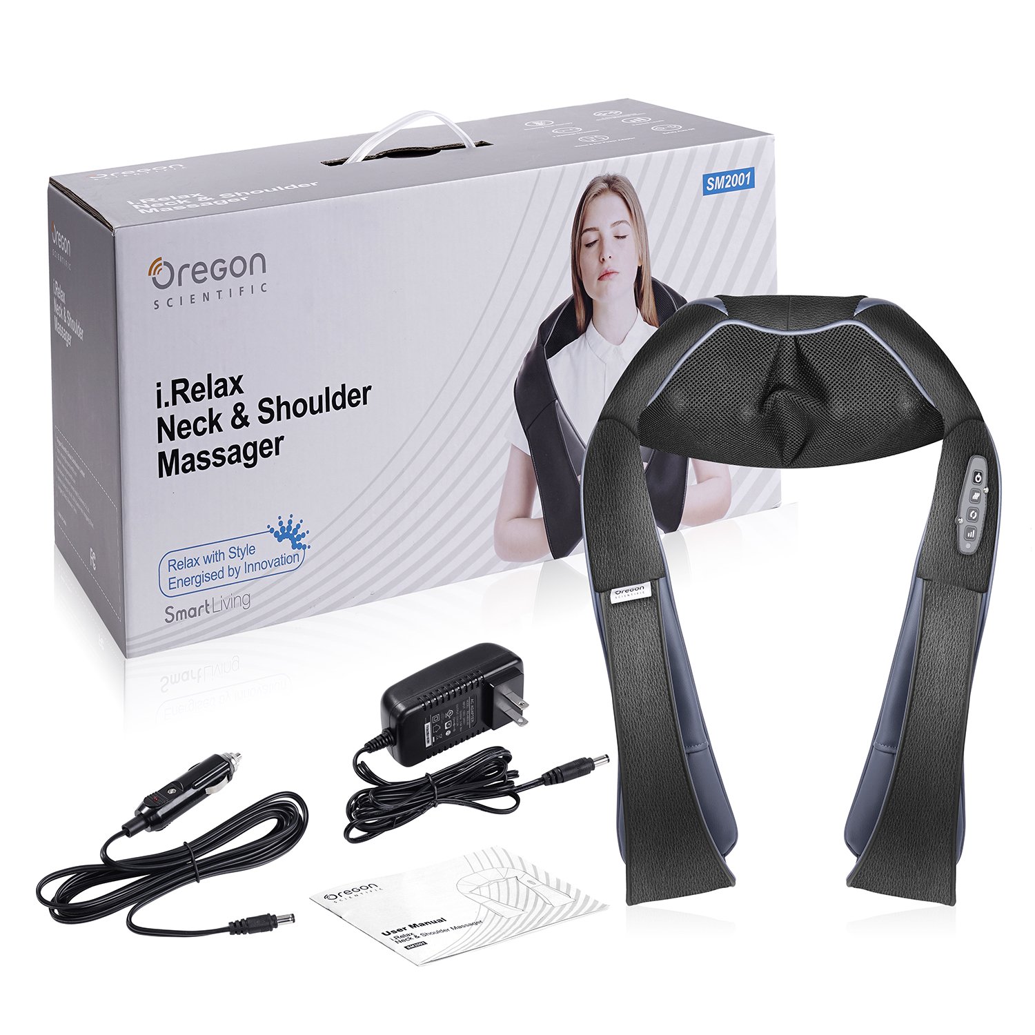 Neck and Shoulder Massager with Heat by Oregon Scientific, Adjustable Intensity and Deep Kneading Massager for Neck, Back, Shoulders