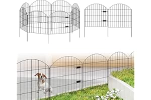 FOREHOGAR Metal Garden Fence with Gate 28in (H) x 18.7ft (L), 1 Gate + 7 Panels Dog Fence Border Fence Animal Barrier, No Dig Garden Fencing for Yard Flower Bed Lawn Patio Outdoor, ECG2829 Black