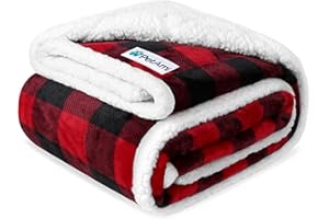 PetAmi Waterproof Dog Blanket for Small Medium Dog Puppy Cat Throw for Couch Cover Leakproof Protection, Sherpa Fleece, Reversible Soft Washable 29x40 Checker Plaid Red