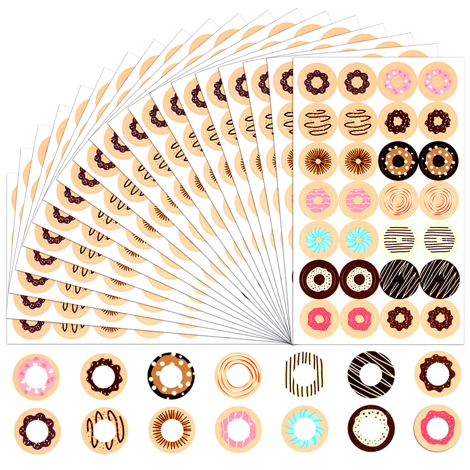 1568Pcs Hole Reinforcement Ring Label Stickers Self Adhesive Reinforcement Label Reinforcement Sticker for Repairing Loose Leaf Paper (14 Patterns)