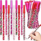 Sepamoon 48 Pcs Valentine's Day Ballpoint Pens Bulk Valentines Day Gift Heart Ballpoint Smooth Writing Pen Black Gel Ink for Wedding Party Office Stationery Colleagues Teacher Birthday Supply, 0.7mm