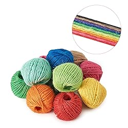 HSTECH 6 Rolls 2mm 3 ply Colorful Natural Jute
