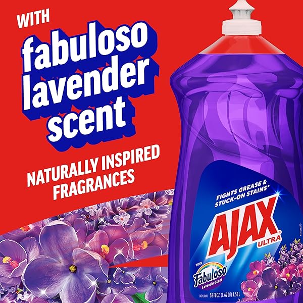 AJAX ULTRA LIQUID DISH SOAP WITH FABULOSO, LAVENDER SCENT, 52 OZ