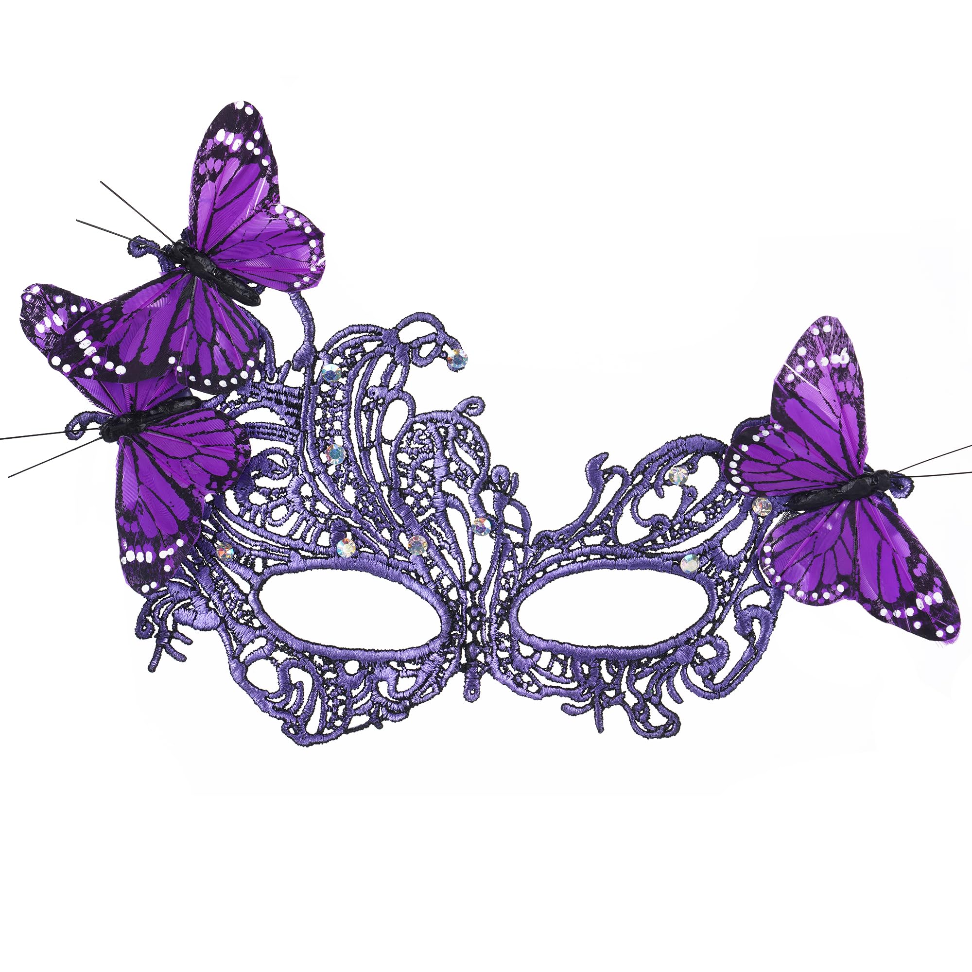ETOFETE Halloween Butterfly Masquerade Masks for Adult Women Lace Half Face Mask Fancy Dress Cosplay Proms Carnival Accessory Costume