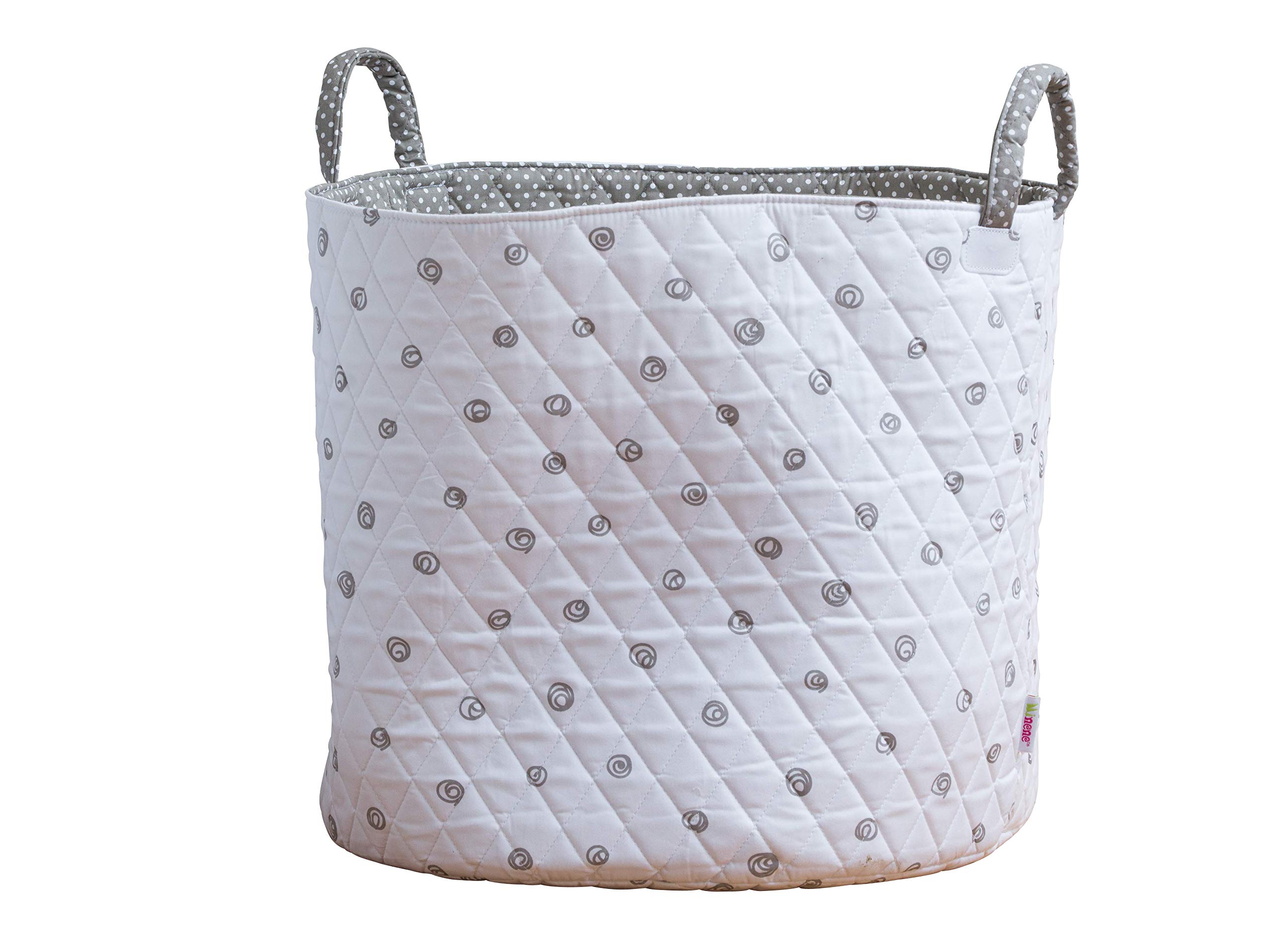 Minene Cotton Storage Basket – Award Winning Large Collapsible Portable Wipe Clean Cotton Basket, Baby Nursery Organiser for Storage, Kid Storage, Blankets, Clothes, Towels and Toys, White with Grey Scribble, White with Grey Scribble Dots, 19305001020OS