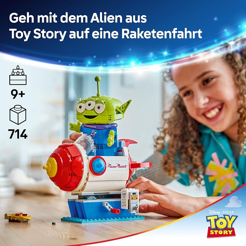 Disney and Pixar Toy Story Alien mit Pizza Planet Raketenfahrt - Raumschiff Spielzeug mit Alien Figur als DIY Deko - Geschenk für Jungen und Mädchen ab 9 Jahren sowie Toy Story Fans - 43307 — Foto 2 von 8