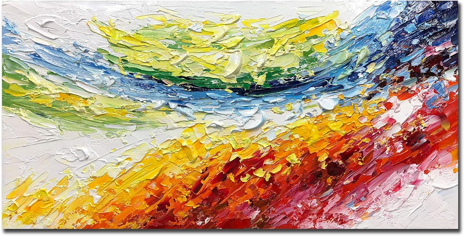 Vinspire Art, 24x48 Inch Abstract Hand Painted 3D Textured