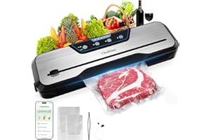BEELICIOUS PRO Automatic Food Vacuum Sealer Machine, Beelicious 8-In-1 Food Vacuum Saver with Starter Kits, Pulse Function, Moist & Dry Mode and External VAC for Jars and Containers, Stainless Steel