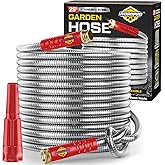 Stainless Steel Water Hose | Heavy Duty Metal Garden Hose with Nozzle | Kink Free, Anti Rust | Flexible and Lightweight Water Pipe for Gardening | Available in Different Sizes | HydroPro