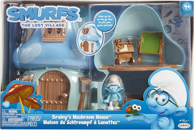 The Smurfs Schlumpfe Pilz Haus Spielset Mit Brainy Amazon De