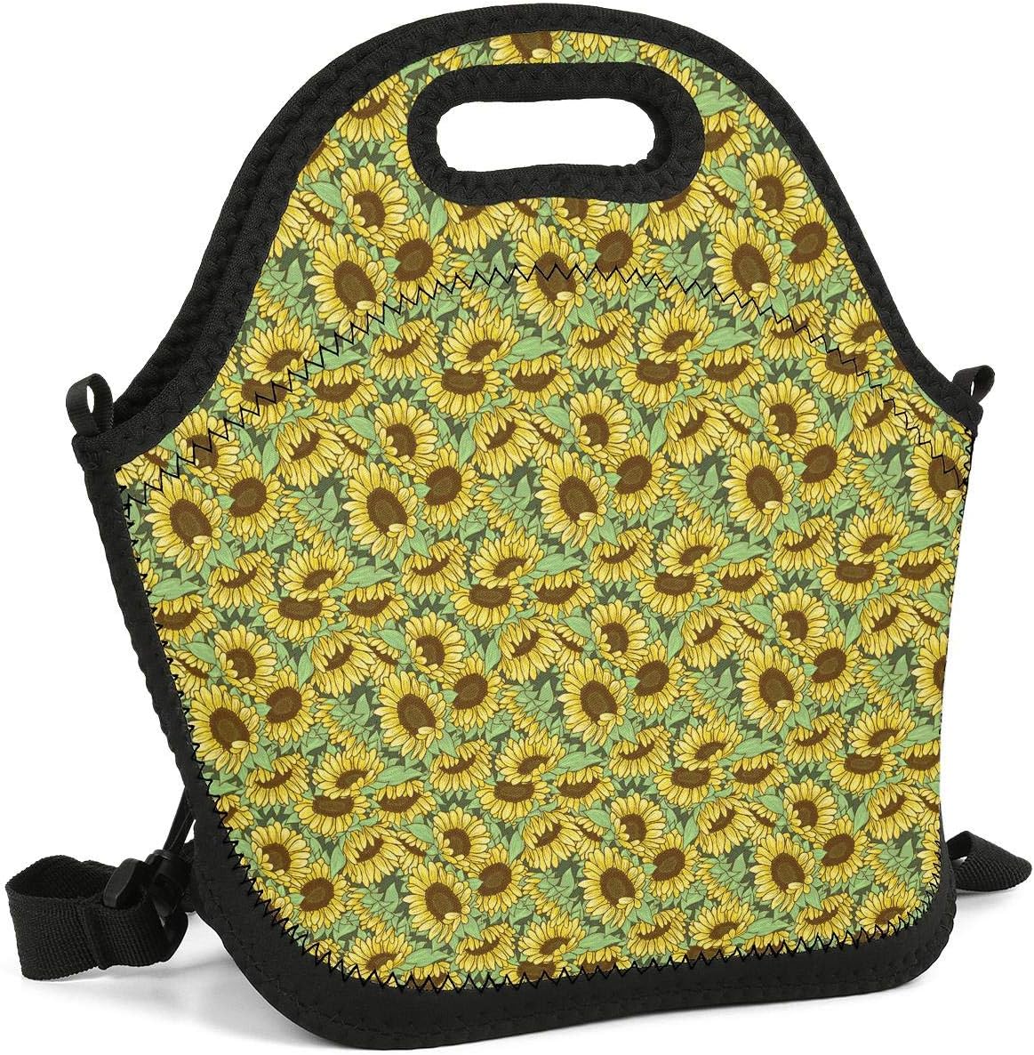 Milr Gile Custom Lunch Box Sunflower Green Resuable Insulated Thermal Tote Lunch Bag