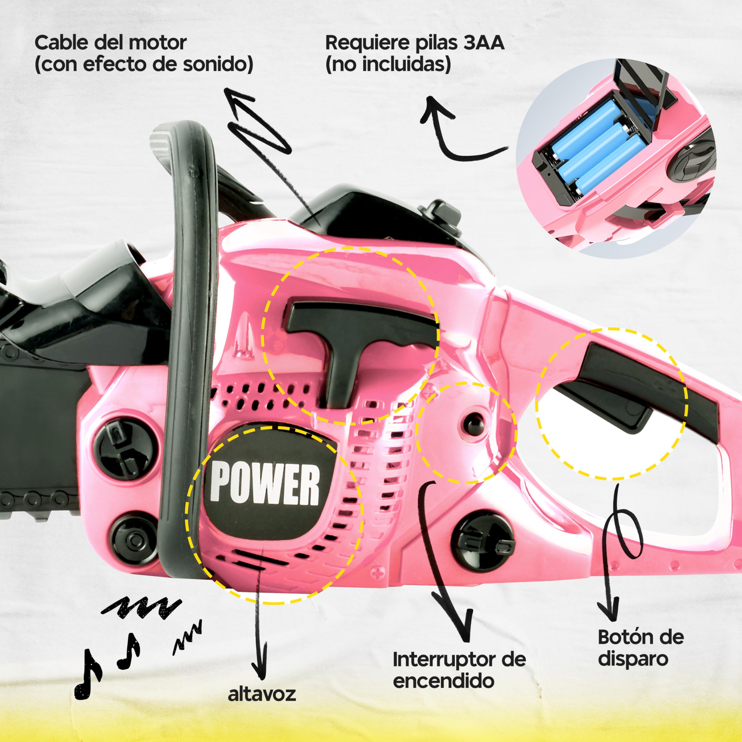Toy Choi's Kids Toy Chainsaw - Pretend Play Construction Tool Electric Chainsaw Toy for Kids, Toy Tool Set Outdoor Gardening Play, Christmas Gifts Pink Toys for Girls 3-5 +