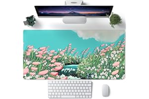 CYZFF Cute Anime Floral Desk Mat Sage Green Large Mouse Pad XL Gaming Mousepad Kawaii Desk Keyboard Pad Laptop Computer Mouse Mat Cute Desk Decor Desk Pads On Top of Desks for Desktop 31.5''X 15.7''