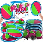 Bennol Toss and Catch Ball Game Outdoor Toys for Kids, Outdoor Outside Games Toys for Kids Ages 3 4 5 6 7 8 9 10, Yard Backyard Games Beach Outside (6 Paddle 6 Balls)