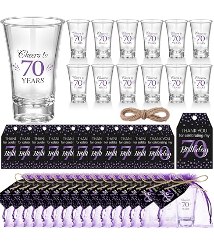 Vintage 1955 Etched 1.75oz Shot Glass - Happy 70th Birthday Gift For Men & Women, Party Favors