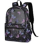 Mimfutu Butterfly Mesh Backpack for Girls, kids Women School Backpacks Semi-Transparent Bookbag See Through Beach Bag Daypack