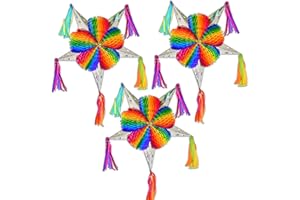ARTISANS BAZAAR Colorful Mexican Mini Piñata Star: 13 Inch (3-Pack) Fiesta/Party Themed Decorations for Christmas, Birthdays, Cinco de Mayo, Taco Tuesday, and More Celebrations