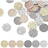FINGERINSPIRE 60 Pcs 6 Colors Flat Round Charm 13mm Coin Charms with Droplet Embossing Stamping Blanks Charms Brass Round Tag Pendants Flat Textured Pendants for Earring Necklace Jewelry DIY Making