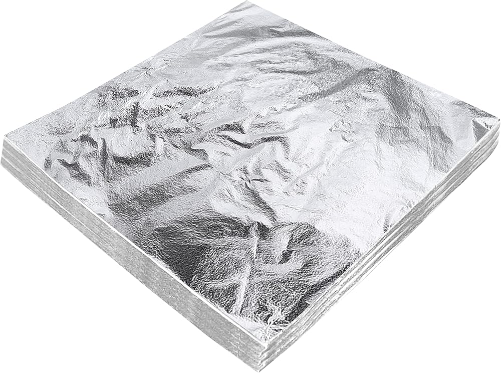 xQzit 100 PCS Silver Leaf Sheets 14x14cm Gilding Art DIY Foil Papers