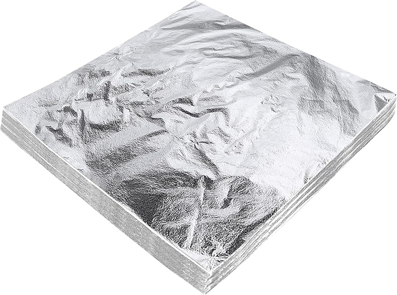 xQzit 100 PCS Silver Leaf Sheets 14x14cm Gilding Art DIY Foil Papers