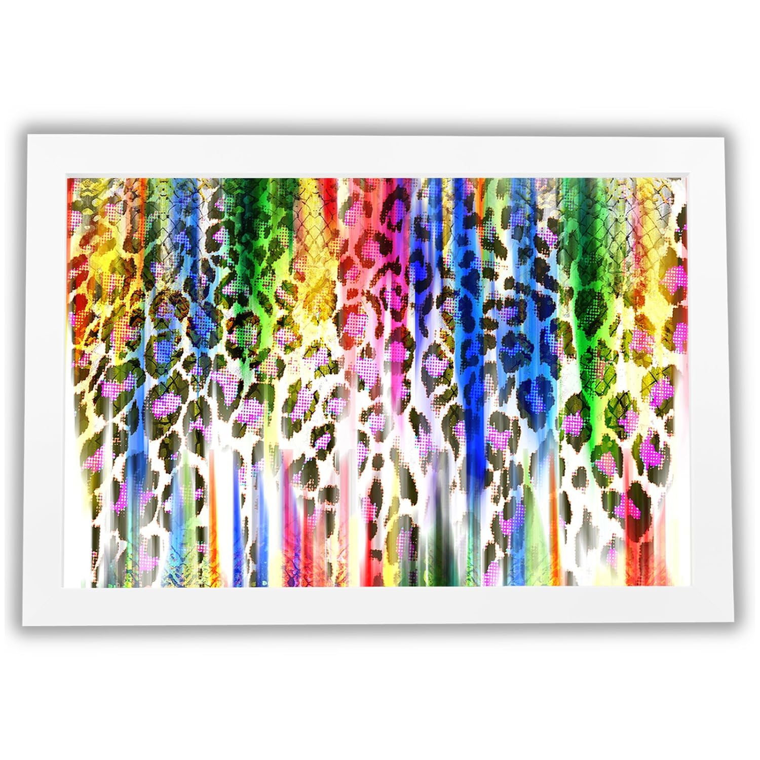Fade resistant ink Colourful Leopard White green blue yellow pink abstract