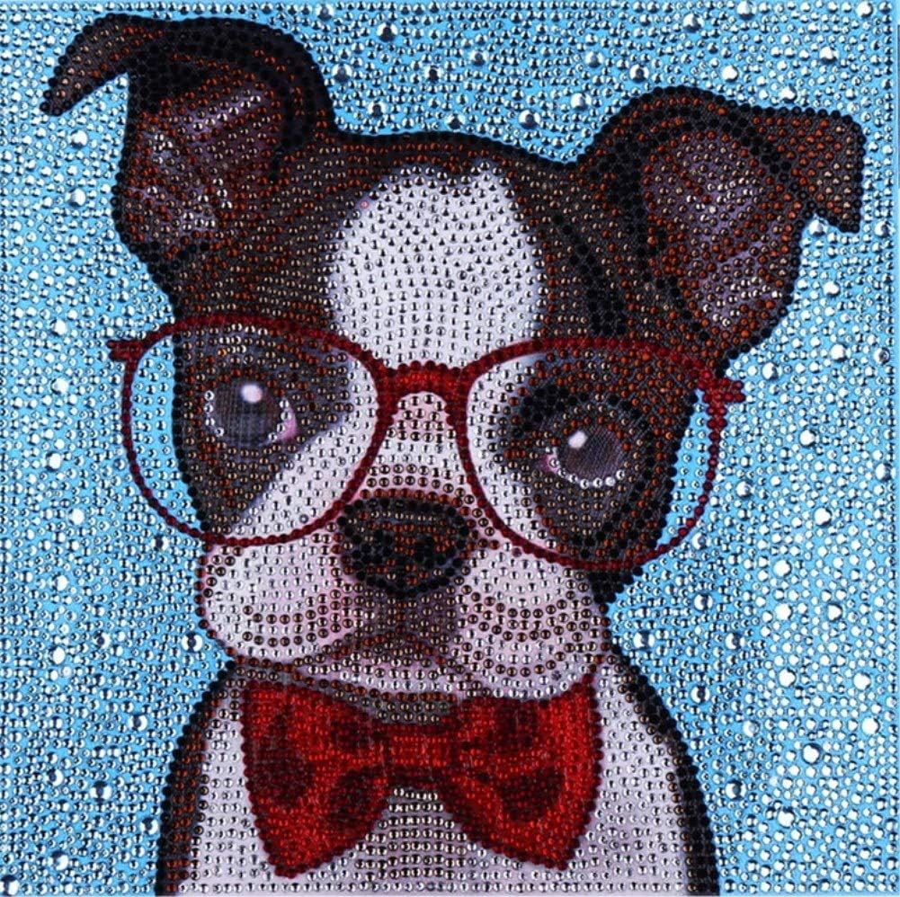 LPRTALKDIY 5D Diamond Painting by Number Kits, Full Round and Special Shaped Drill Cute Pug Crystal Resin Embroidery Dotz Kit Cross Stitch Mosaic Making Supplies Arts Craft for Wall Decoration