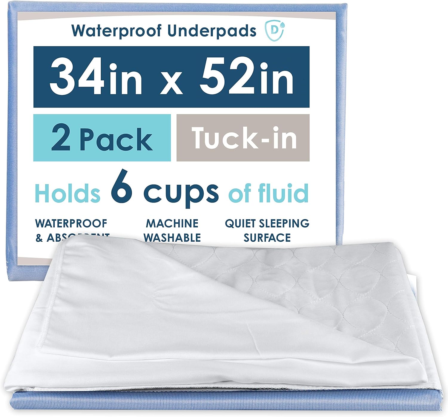 Dry Defender Waterproof Bed Pads for Incontinence - Absorbent Washable Underpad - Mattress Pads for Kids or Adults - Flat, 36x70 Inch (Pack of 2): Health & Personal Care