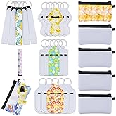 KKUYT 25 PCS Sublimation Blanks Wristlet Keychain Set, Sublimation Blank Set with Sublimation Lanyard, Lipstick Holder Keychain,Makeup Pouch, Travel Bottles Keychain Holder for Heat Transfer DIY Craft