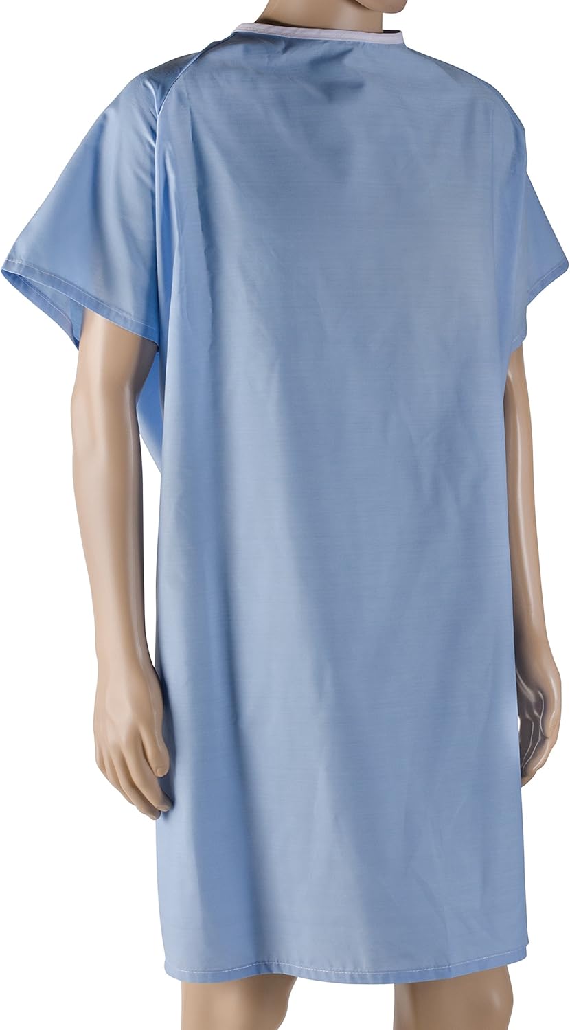 DMI Hospital Gown, Easy Access Patient Gown, Blue Hospital Gown, Blue: Health & Personal Care