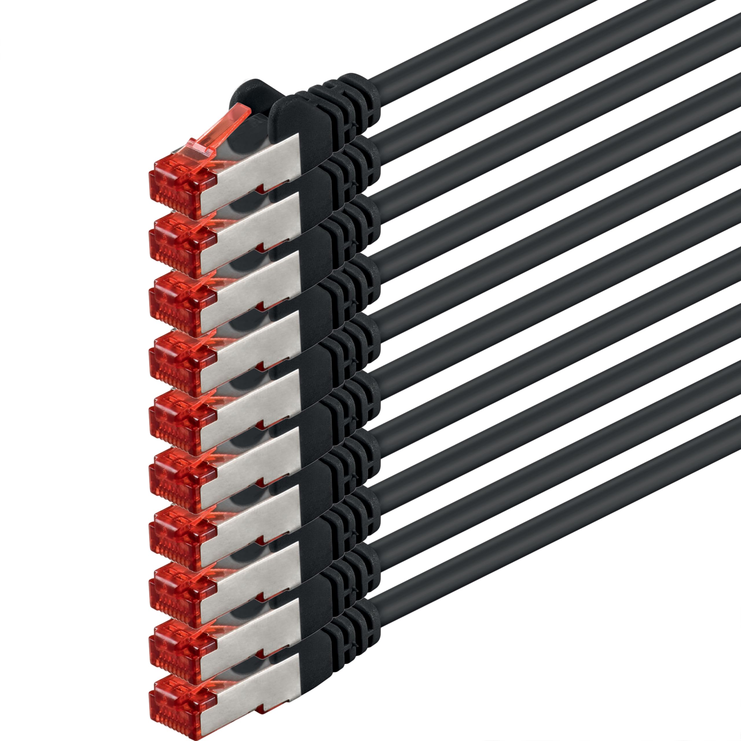 1aTTack.de 10x 0.25m - Cat 6 network cable patch cable Cat6 RJ45 SFTP - black