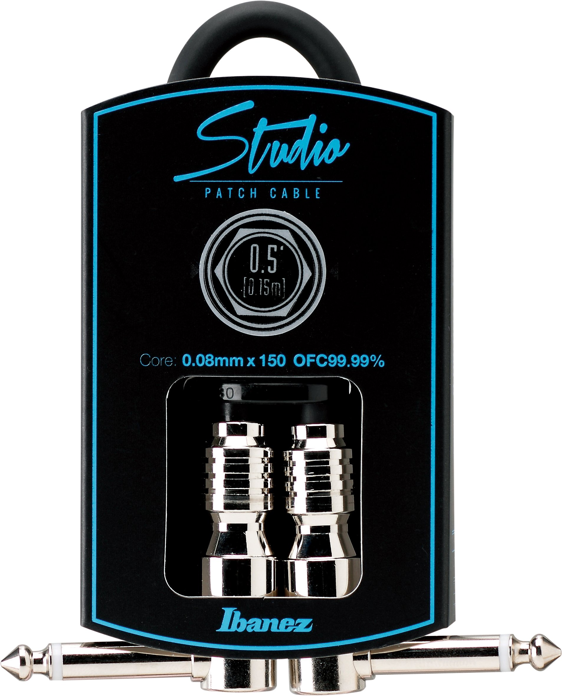 IBANEZ HF07P Instrument Cable HF Series Jack/Angled/Angled Patch Cable Black 0.21 m / 0.7 ft