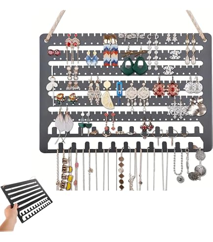 Mymazn Clear Acrylic Necklace Holder (4-Pack) - Wall Mounted Organizer With 6 Diamond Hooks - View #7