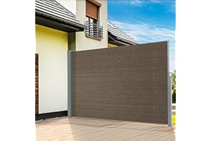 KANAGAWA 71'' x 118'' Retractable Side Awning - Folding Privacy Screen | Waterproof & UV-Resistant Outdoor Shade Divider for Patio, Garden, Balcony & Commercial Use(Mocha)