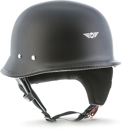 MOTO · D33 'Matt Black' (Schwarz) · Jet-Helm Braincap Bobber Halbschalen · Chopper Motorrad-Helm Retro Roller Mofa Scooter-He