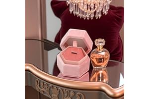 1 Pcs Jewelry Boxes Hexagonal Necklace Box Fits Earrings Plush Fabric Pink 5.7x5.5x5.5cm