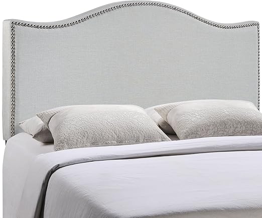 Amazon Com Modway Curl Linen Fabric Upholstered King Headboard With Nailhead Trim And Curved Shape In Gray