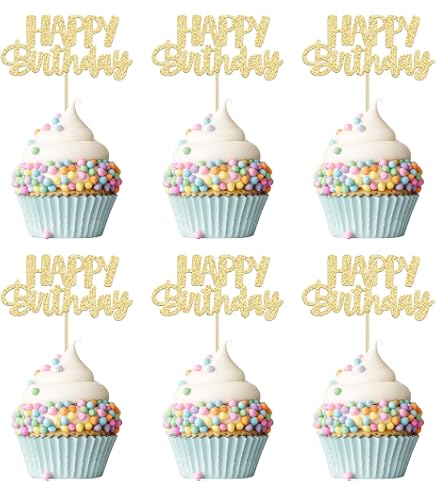 Decoración Para Tartas De Cumpleaños, Estrellas Con Purpurina, 5 Unidades, Colores Oro, Plata, Azul, Rosa