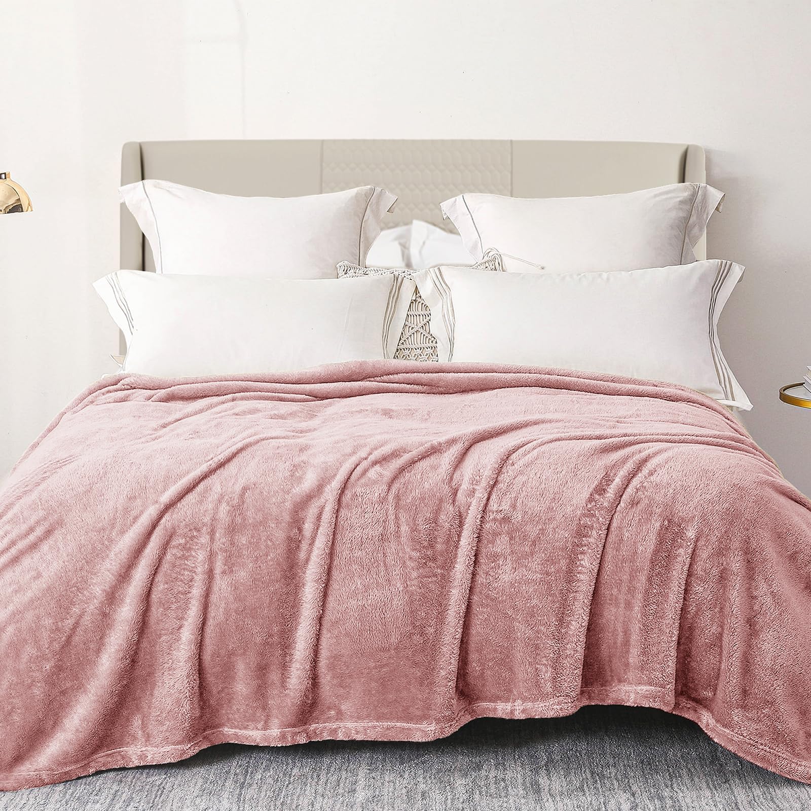 Exclusivo Mezcla Plush Fuzzy Fleece Bed Blanket Double Size 230x168 CM, Super Soft, Fluffy and Warm Blankets, Suitable for All Season Use, Dusty Pink